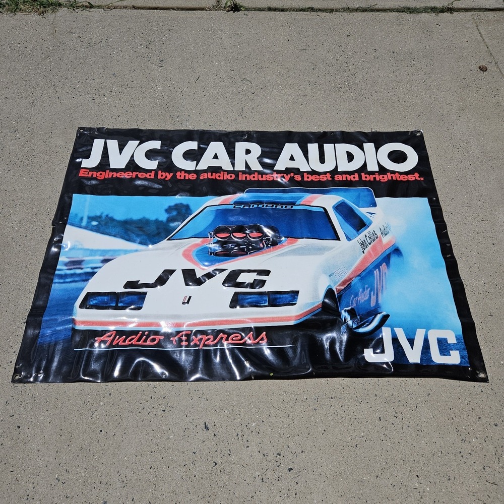 Vintage JVC Car Audio Store Display Vinyl‎ Poster Drag Car 36" X 50" Man Cave